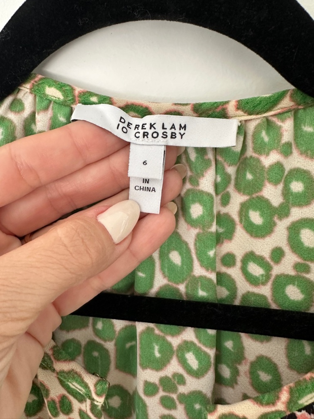 10 Crosby Derek Lam Green and Cream Printed Dress - Picture 4 of 7
